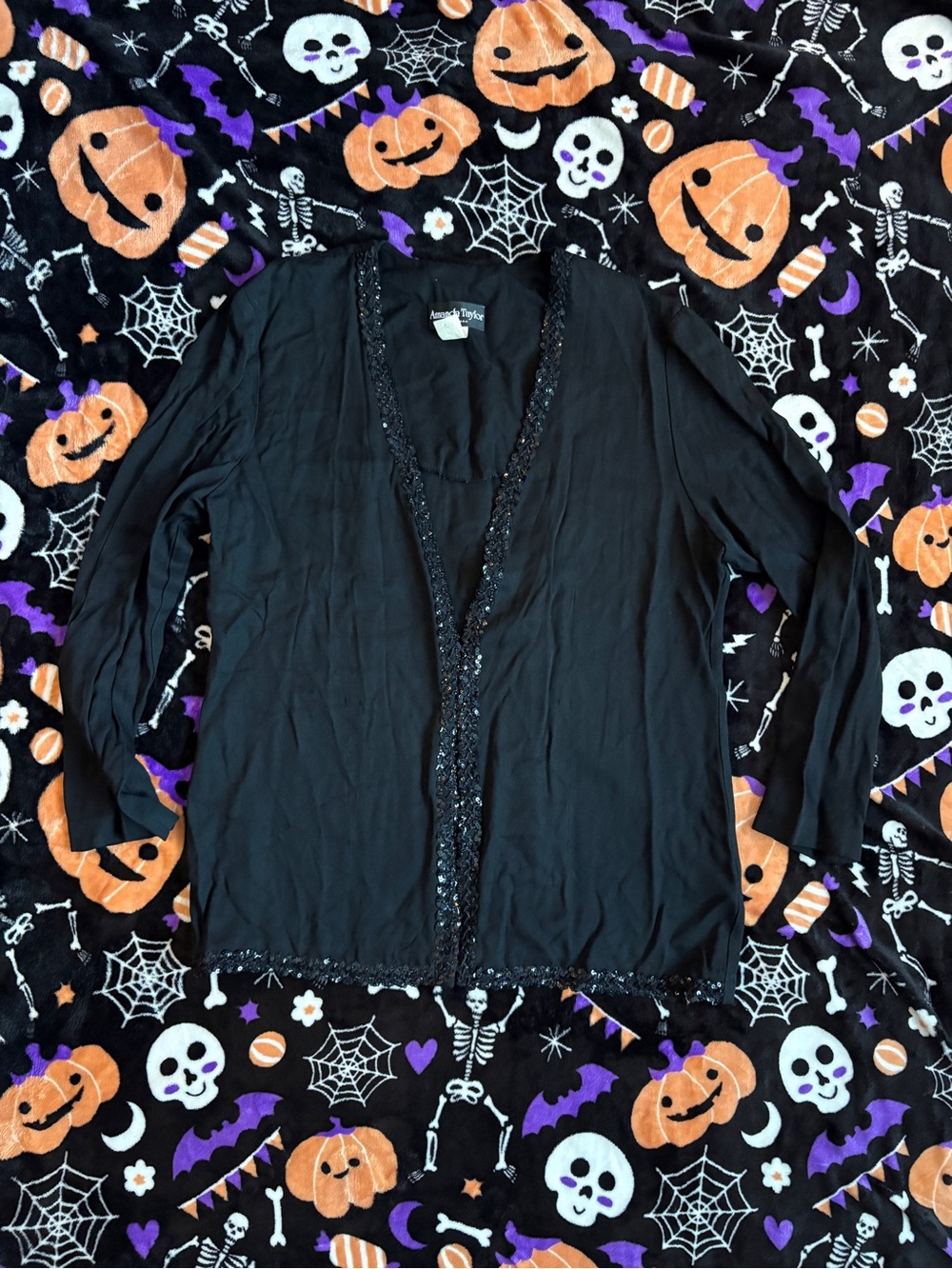 Vintage Black Beaded Shirt Jacket
